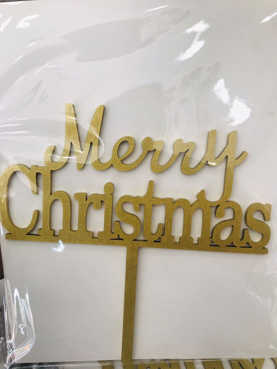 Cake Topper Dorado Merry Christmas