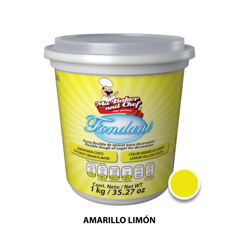 Fondant Amarillo Limon Sabor Nata Coco 1kg