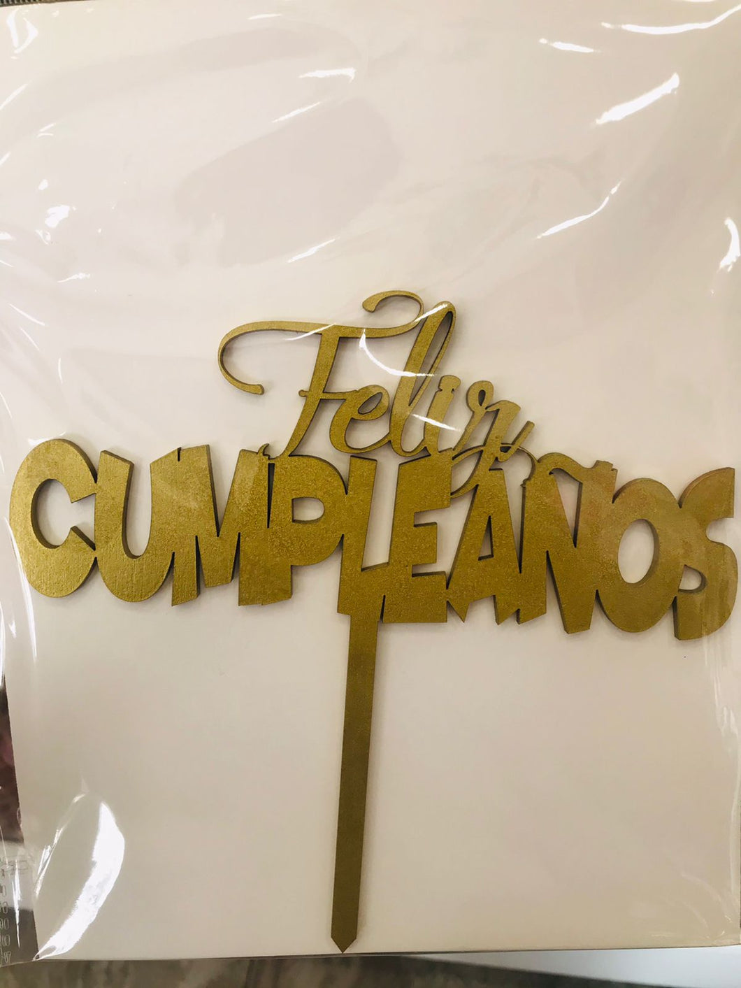 Cake Topper Dorado Feliz Cumpleaños 2