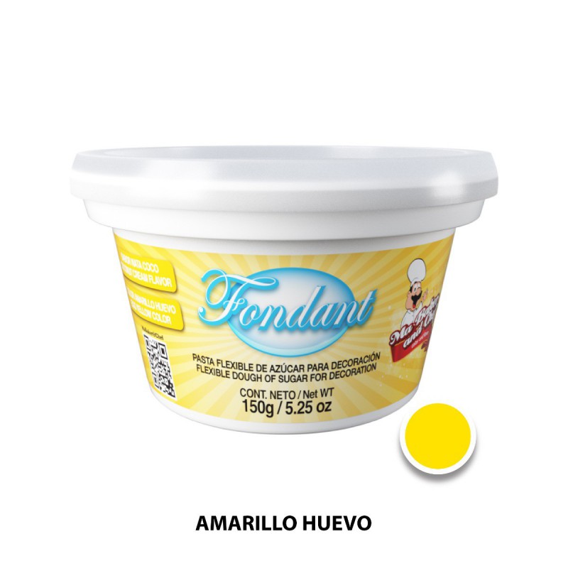 Fondant Amarillo Huevo Sabor Nata Coco 150 gr