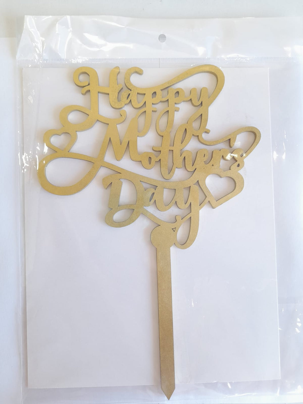 Cake Topper Dorado Happy Mothers Day Corazon