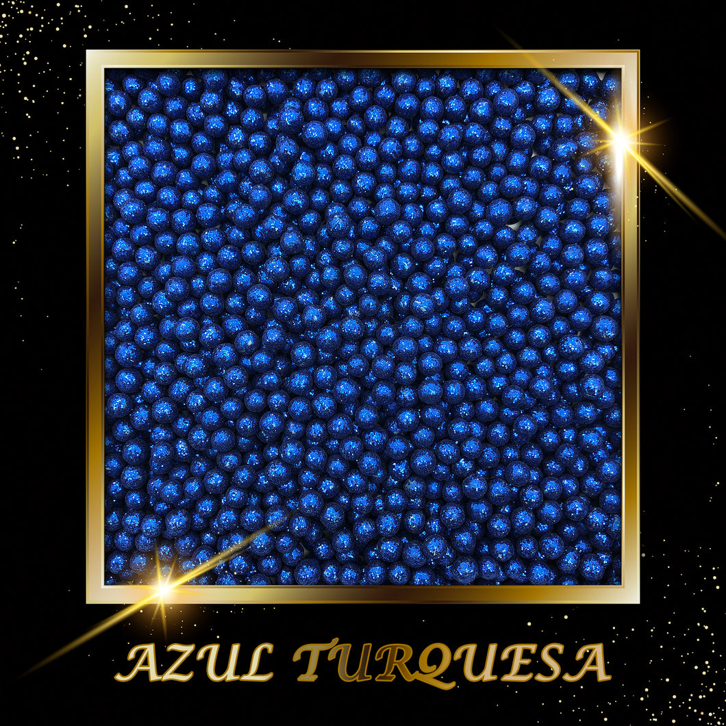 Perla Diamantada Azul Turqueza Mediana