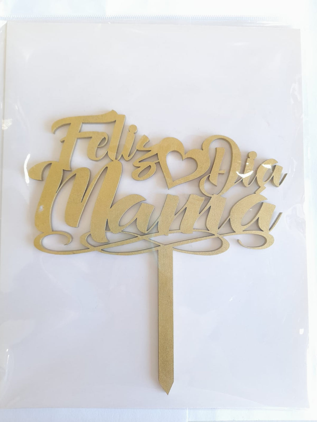 Cake Topper Dorado Feliz Dia Mama