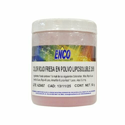 Color en Polvo Liposoluble Fresa 50gr Enco