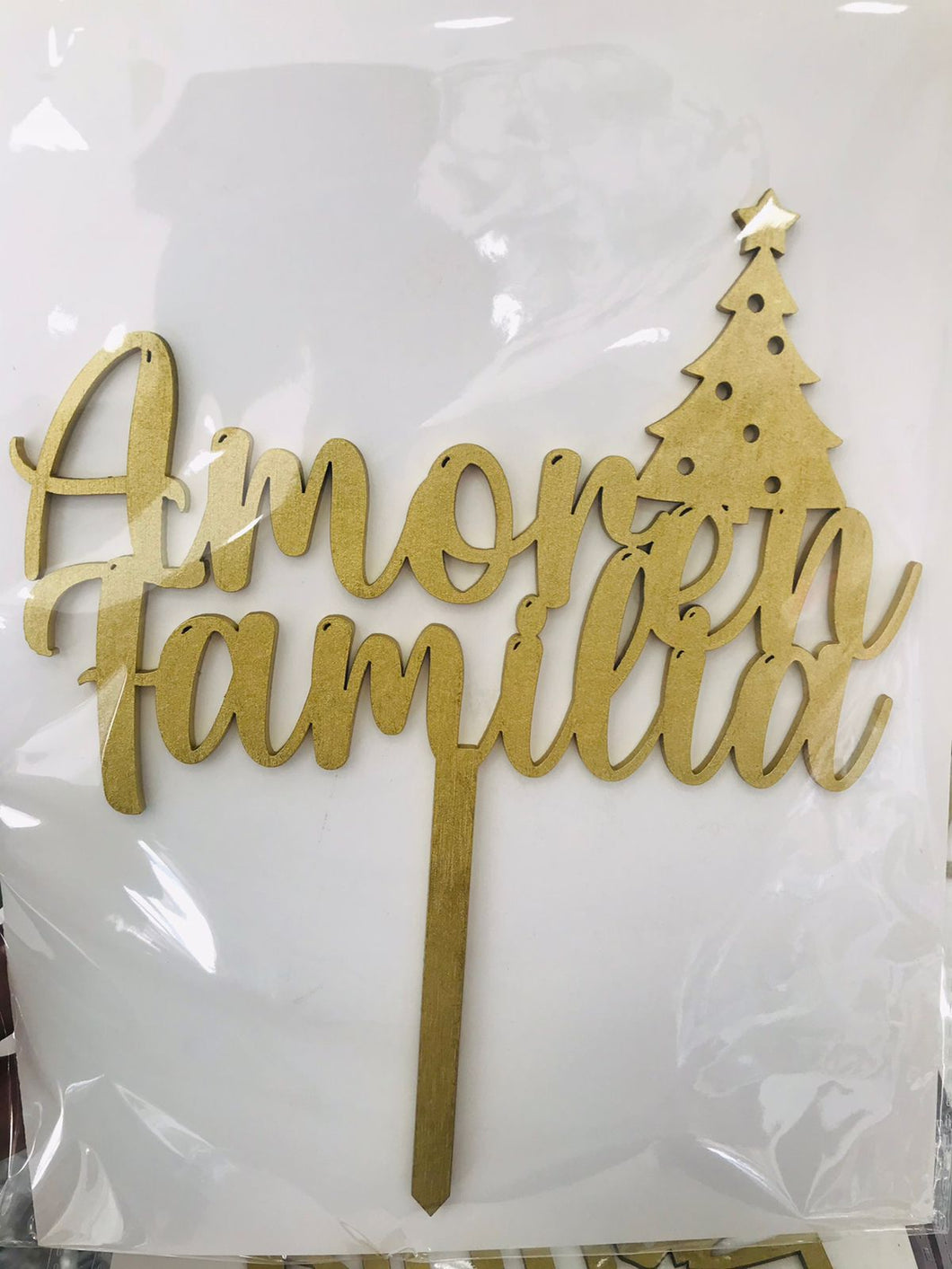 Cake Topper Dorado Amor en Familia