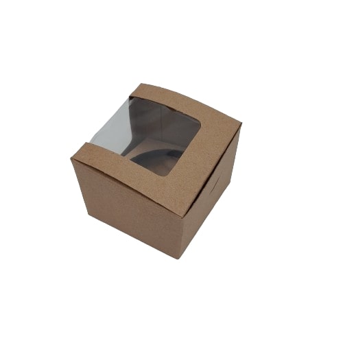 CAJA KRAFT PARA CUPCAKE INDIVIDUAL VENTANA VINTAGE