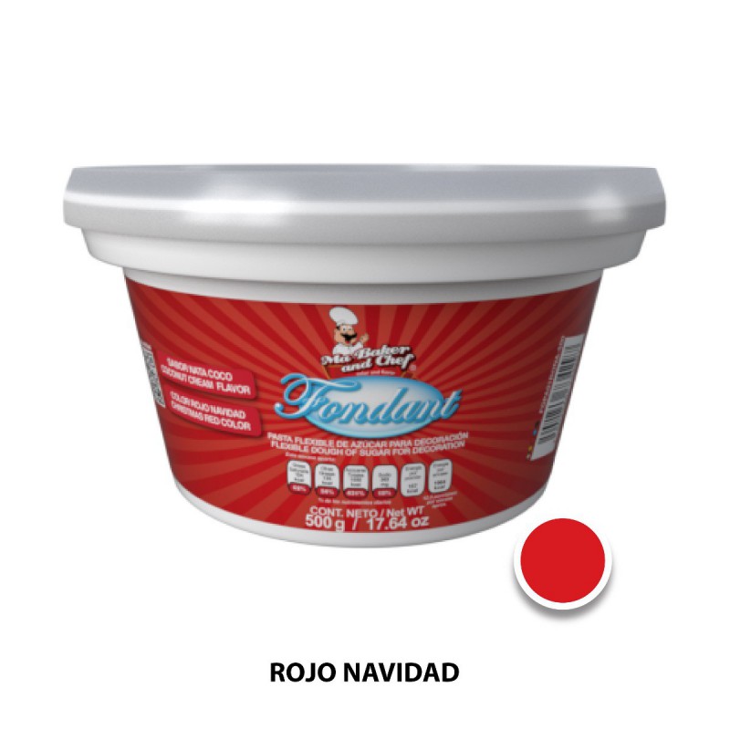 Fondant Rojo Navidad Sabor Nata Coco 500 gr