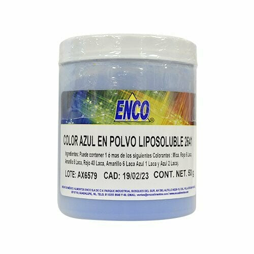 Color en Polvo Liposoluble Azul 50gr Enco