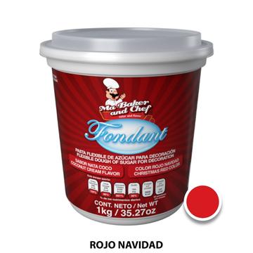 Fondant Rojo Navidad Sabor Nata Coco 1kg