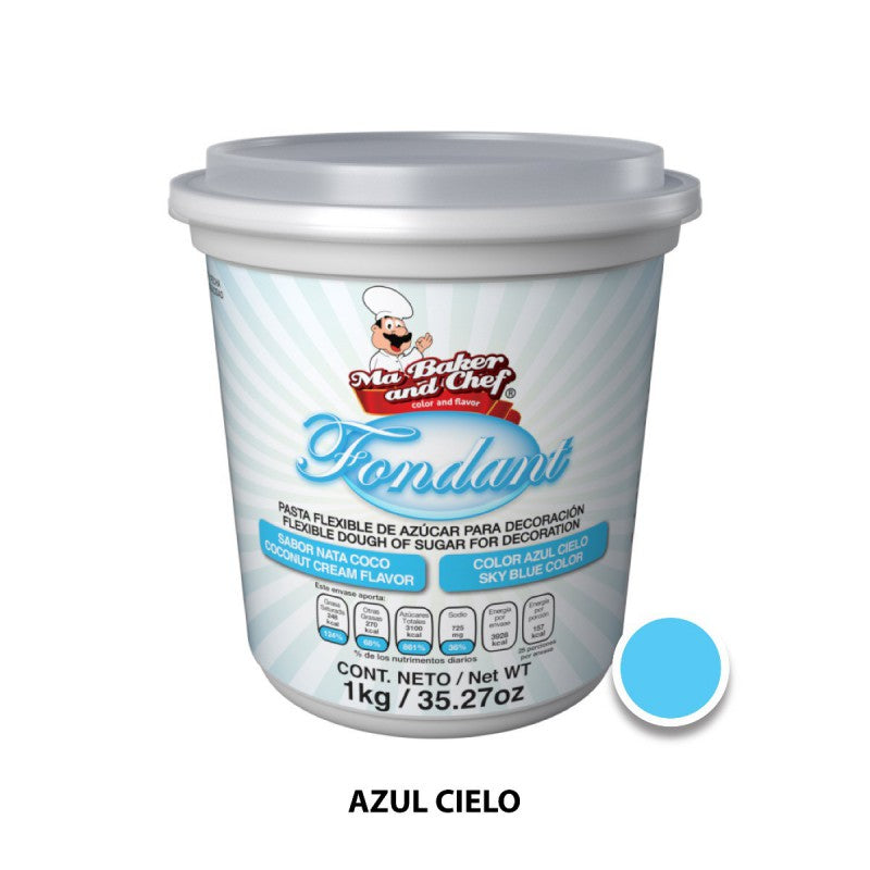 Fondant Azul Cielo Sabor Nata Coco 1kg