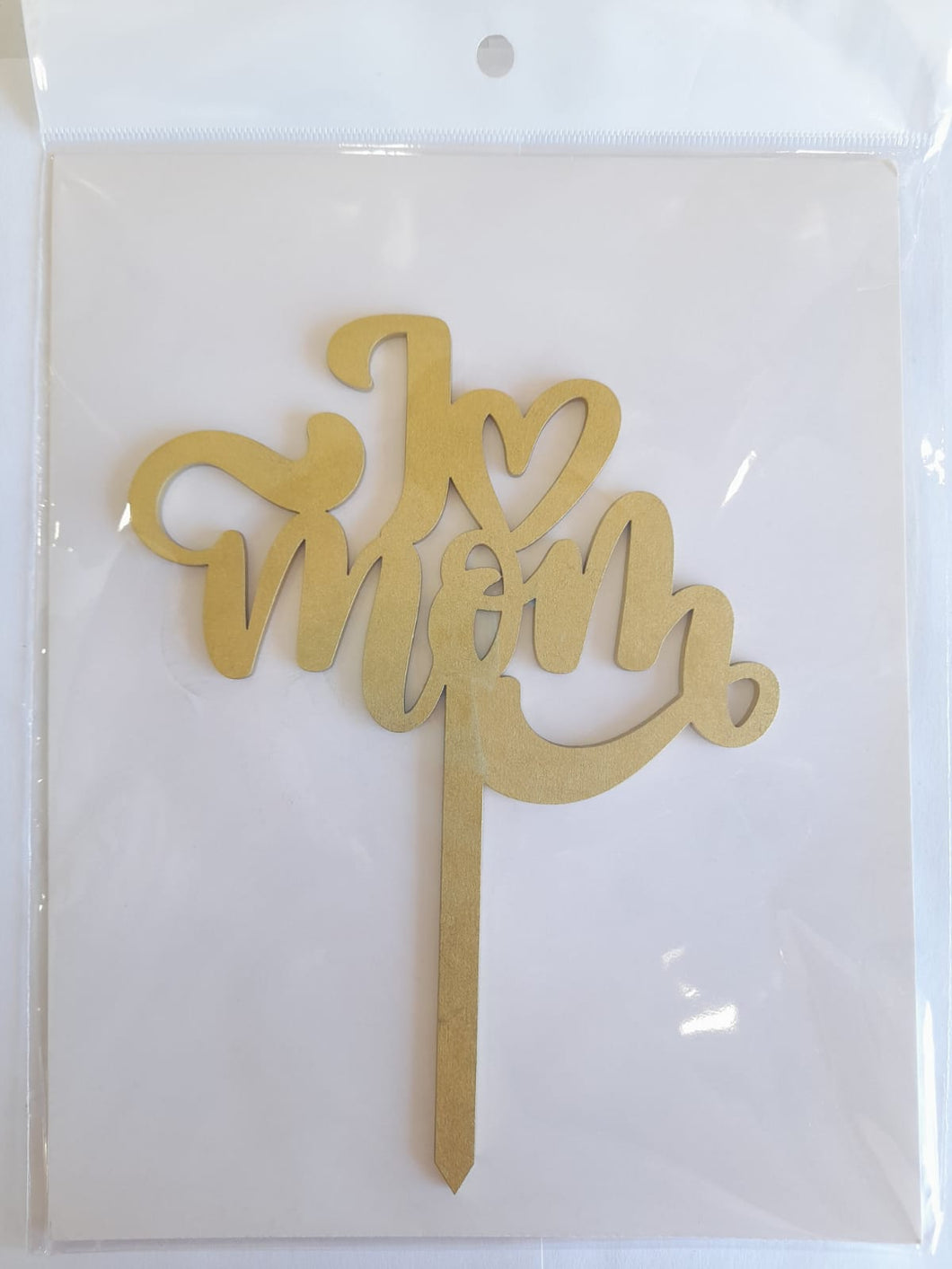 Cake Topper Dorado I Love Mom