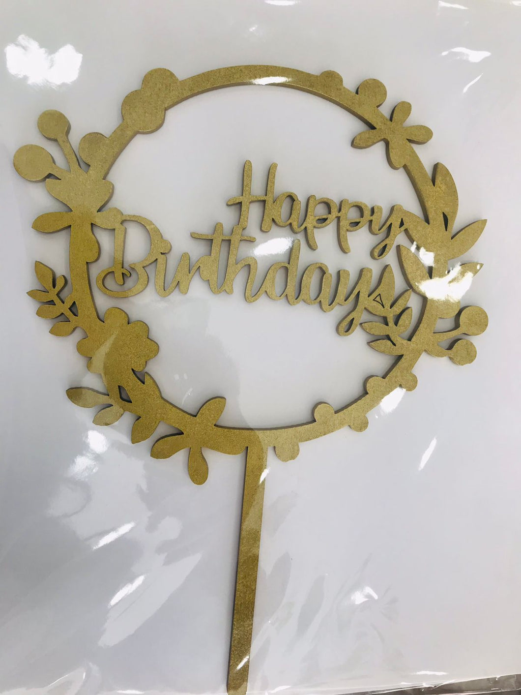 Cake Topper Dorado Happy Birthday Corona