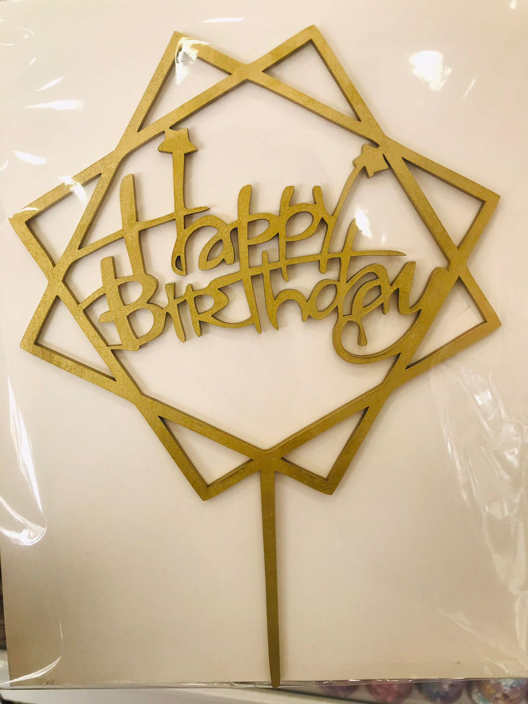 Cake Topper Dorado Happy Birthday Cuadrados