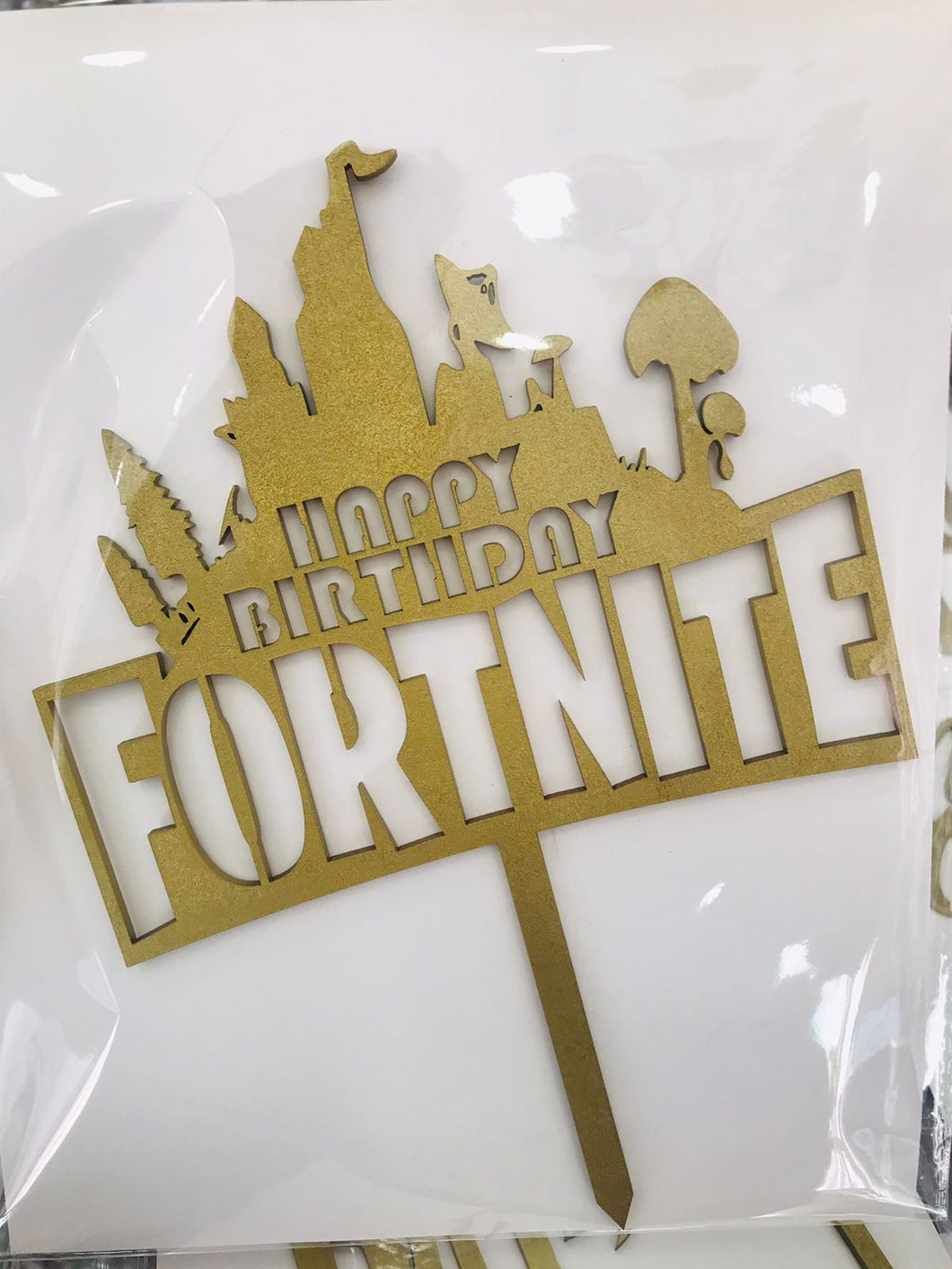 Cake Topper Dorado Happy Birthday Fornite