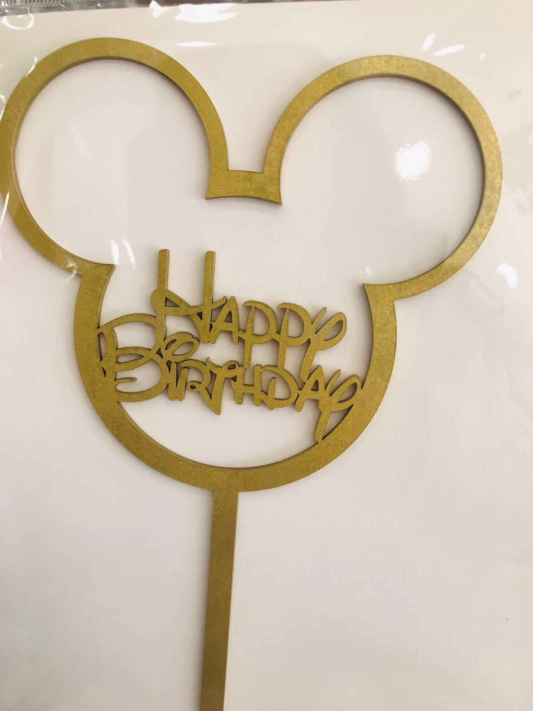 Cake Topper Dorado Happy Birthday Mickey Mouse