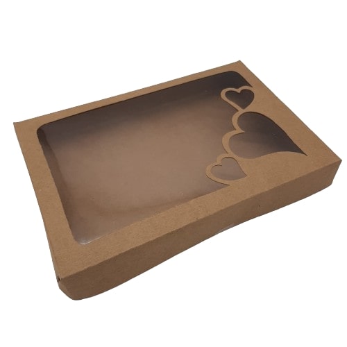 Caja Kraft Ventana Corazones 24X16X3