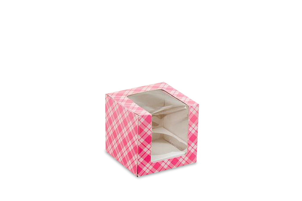 Caja Rosa con Ventana para 1 Cupcake