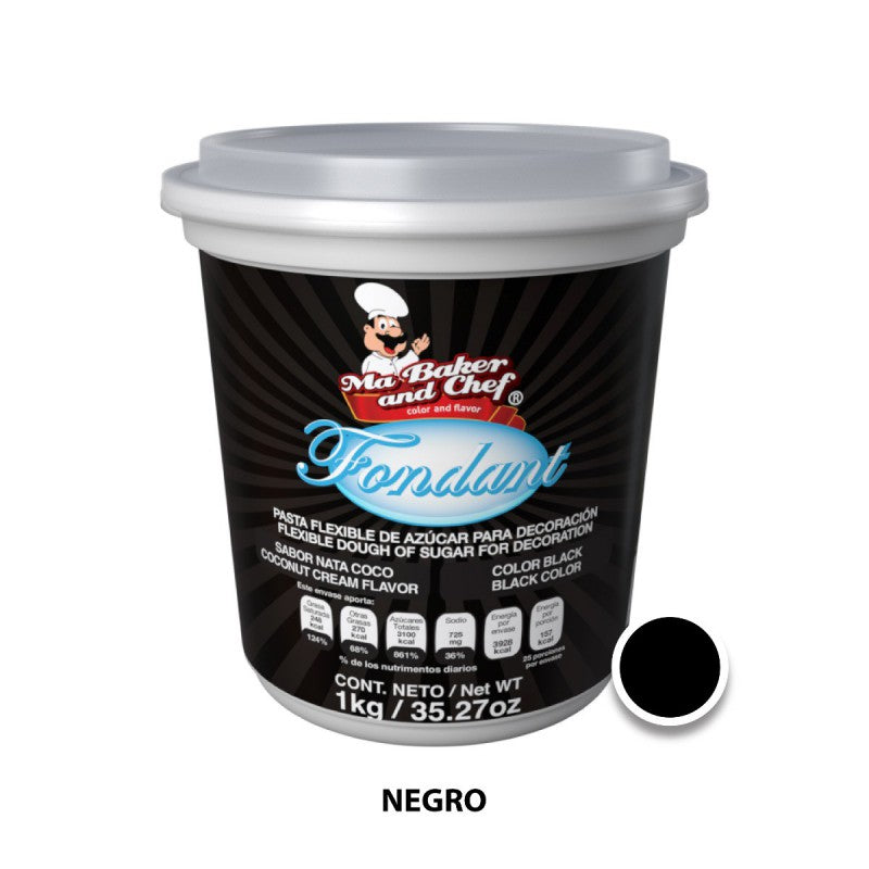 Fondant Negro Sabor Nata Coco 1kg