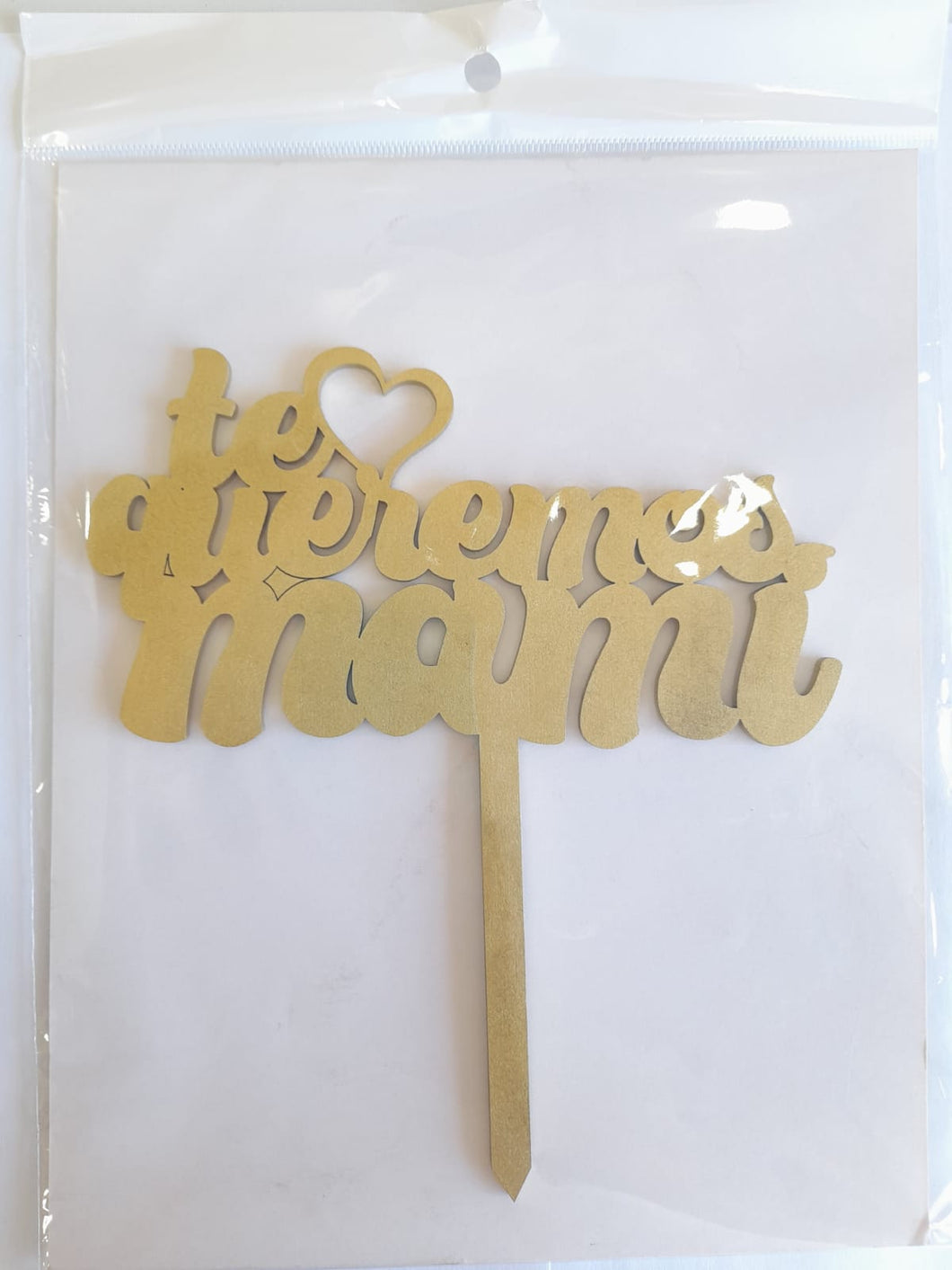 Cake Topper Dorado Te Queremos Mami