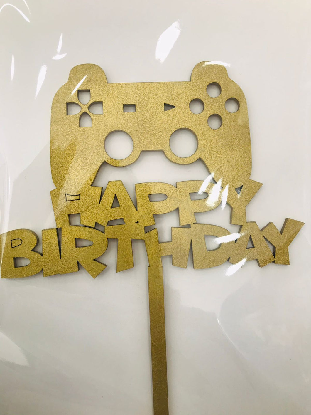 Cake Topper Dorado Happy Birthday Play Station