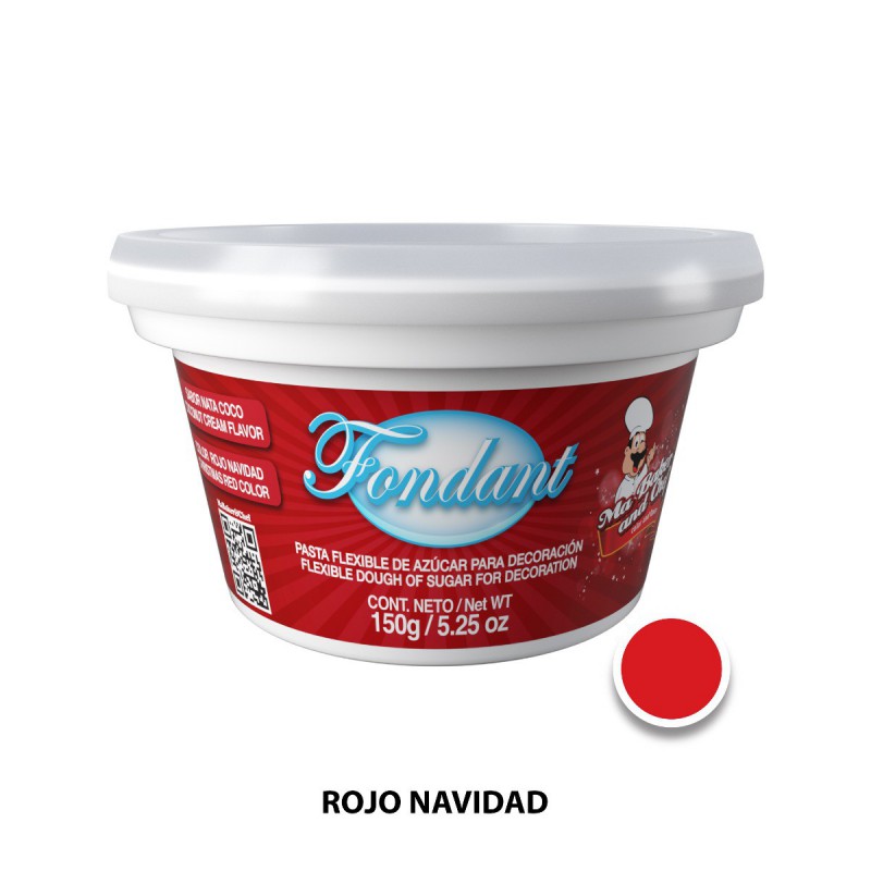 Fondant Rojo Navidad Sabor Nata Coco 150 gr