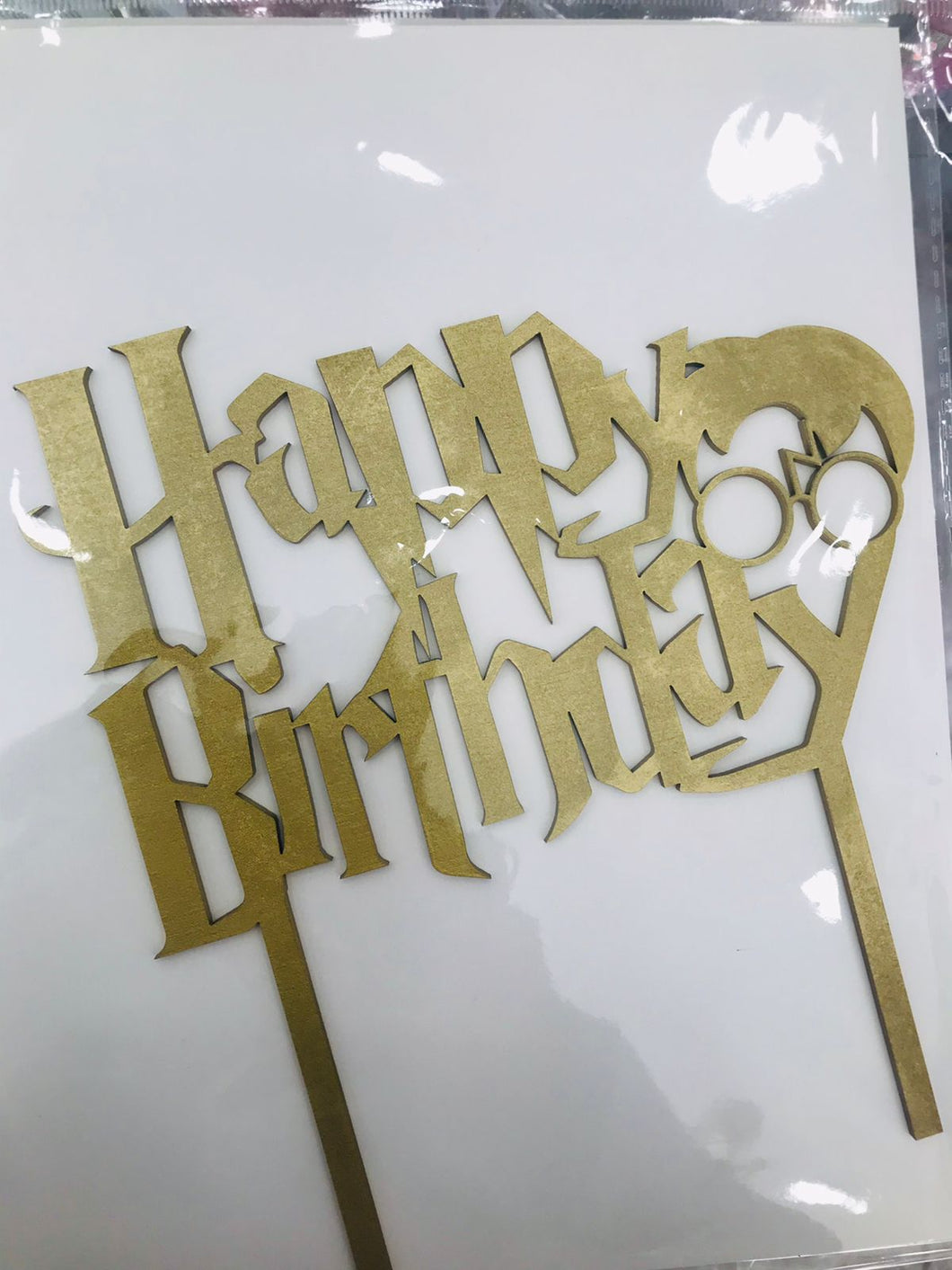 Cake Topper Dorado Happy Birthday Harry Potter