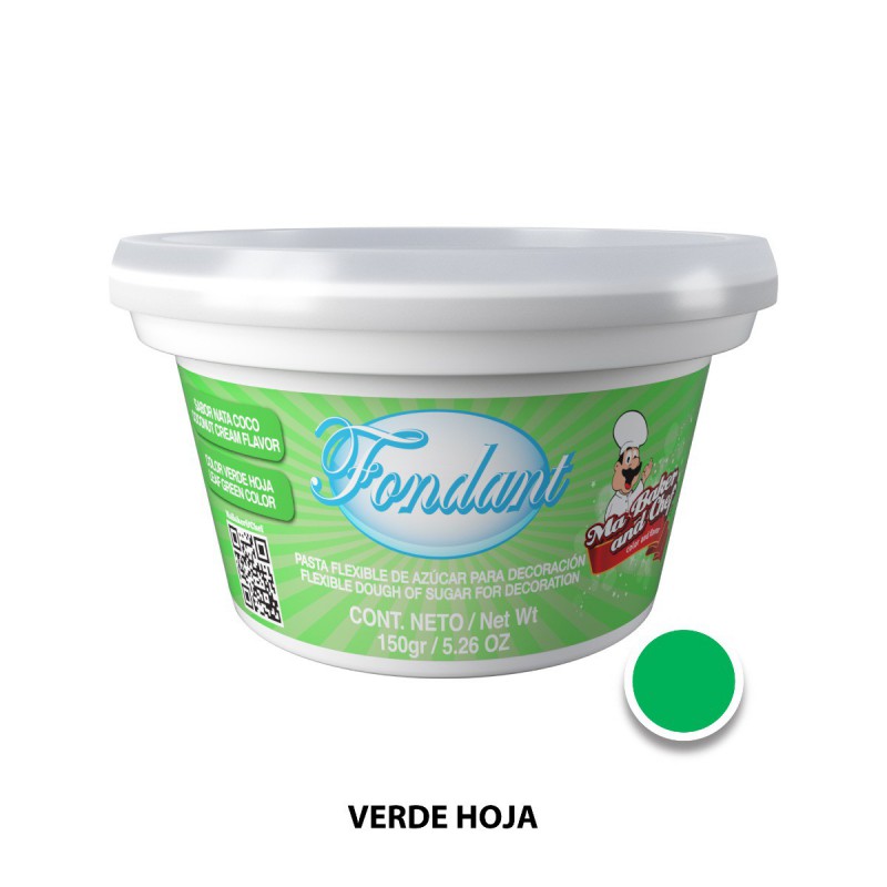 Fondant Verde Hoja Sabor Nata Coco 150 gr