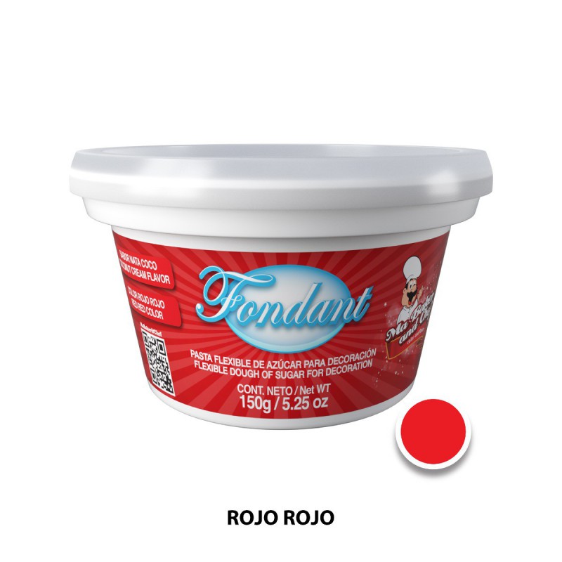 Fondant Rojo Rojo Sabor Nata Coco 150 gr