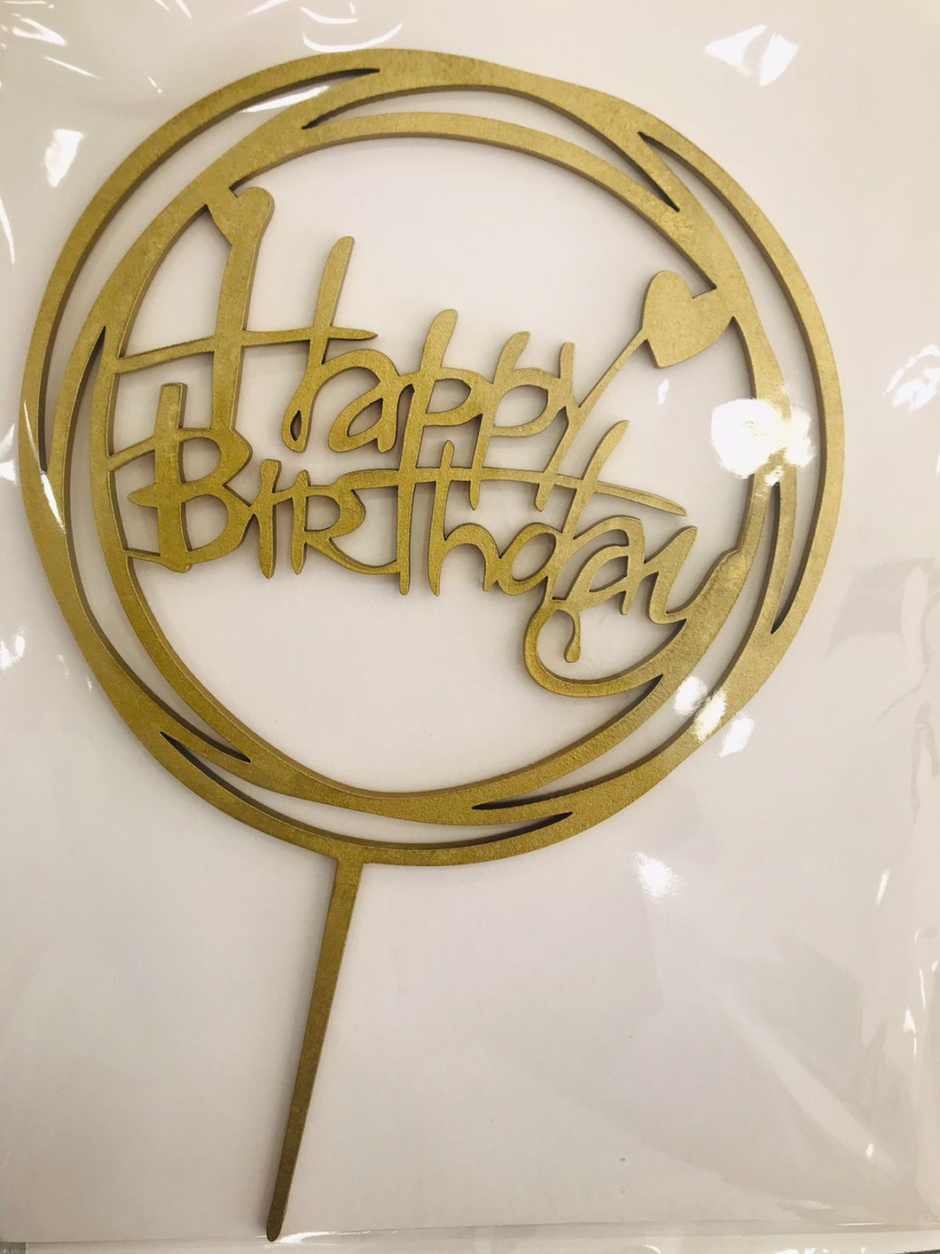 Cake Topper Dorado Happy Birthday Circulo