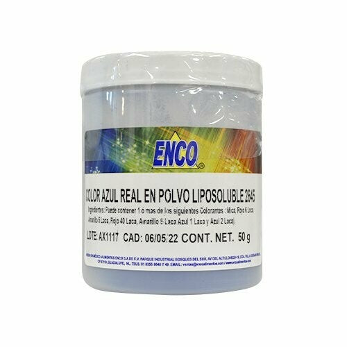 Color en Polvo Liposoluble Azul Real 50gr Enco