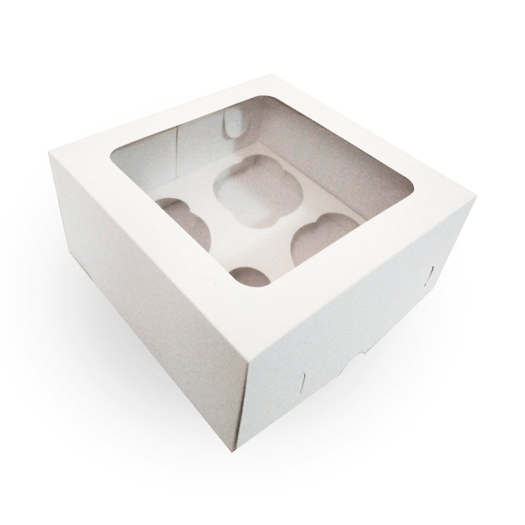 Caja Blanca con Ventana para 4 Cupcakes